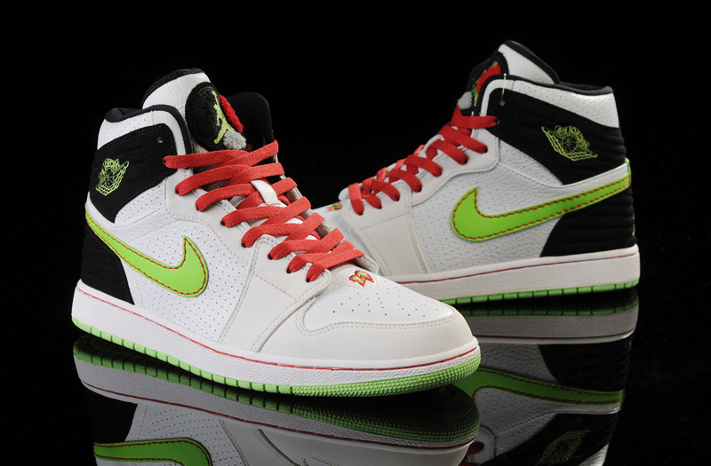 Air Jordan 1 Men Shoes White/Black/ Greenyellow/ Online